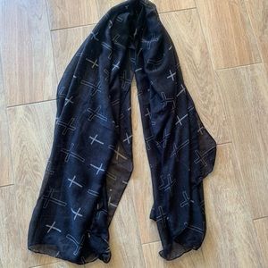 Vintage Y2K Black cross scarf or wrap